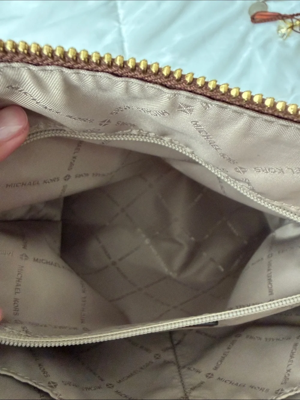 Michael Kors Brown Saffiano Leather Tote with Gold Accents